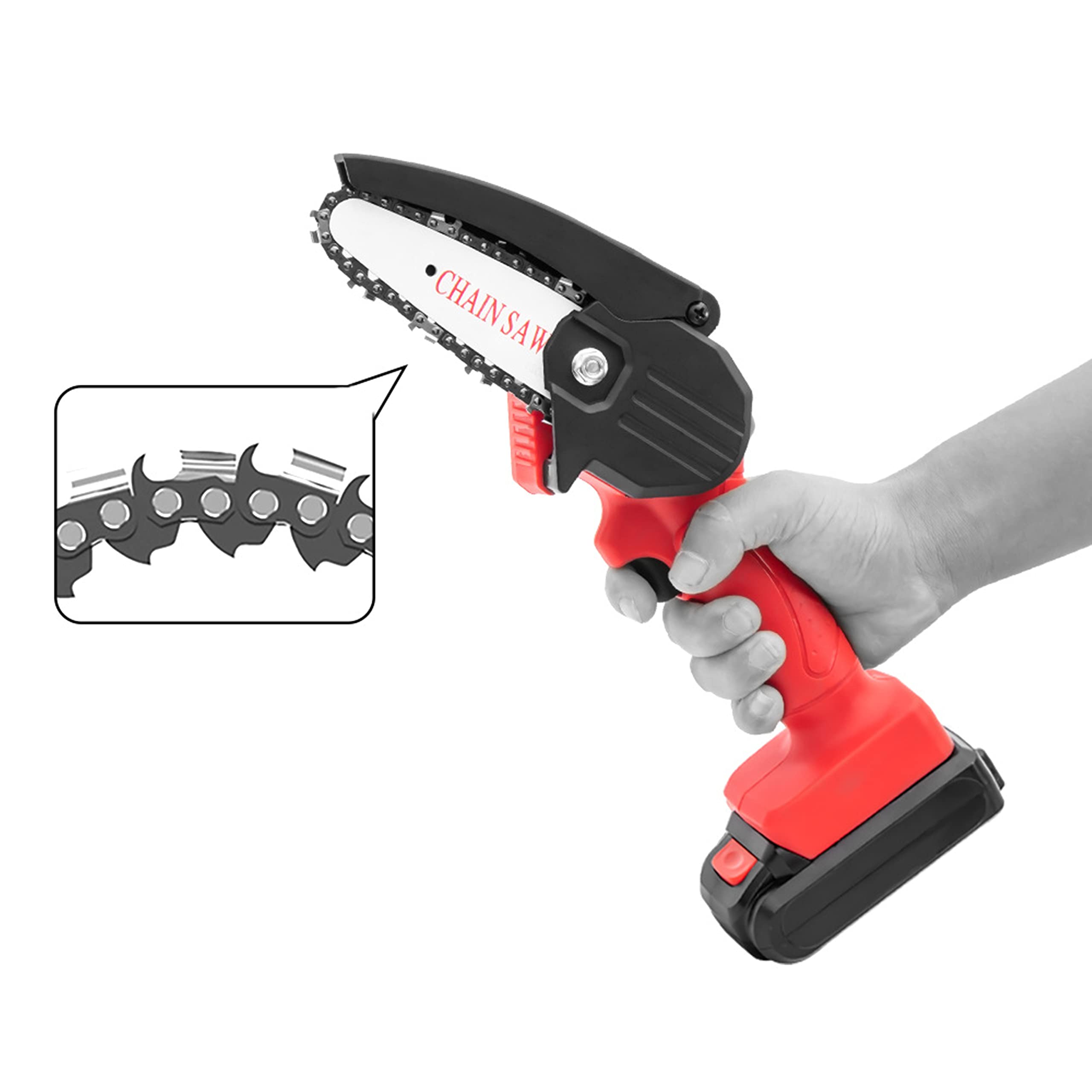 Amazon | デジタルランド 超小型 コードレス式LED電動チェーンソー 赤