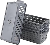 Vista 7 de Ggbin Paquete de 6 cestas de almacenamiento delgadas de plástico, pequeñas cestas de almacenamiento de escritorio, color gris