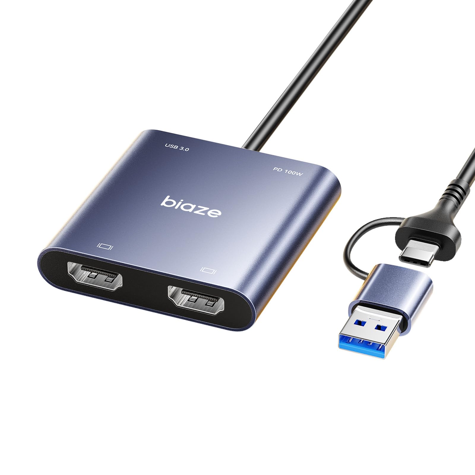 Amazon.com: Biaze Dual HDMI Adapter, USB C & USB 3.0 to Dual HDMI