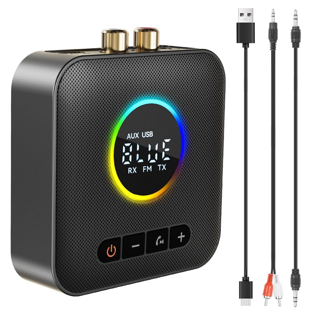 AXFEE Ricevitore Bluetooth 5.4 HiFi, 3.5mm RCA jack Audio, Adattatore Audio, Impianto Stereo, Casse, Bassa Latenza Wireless, per Tablet/Smartphone/PC/laptop/Cuffie/TV