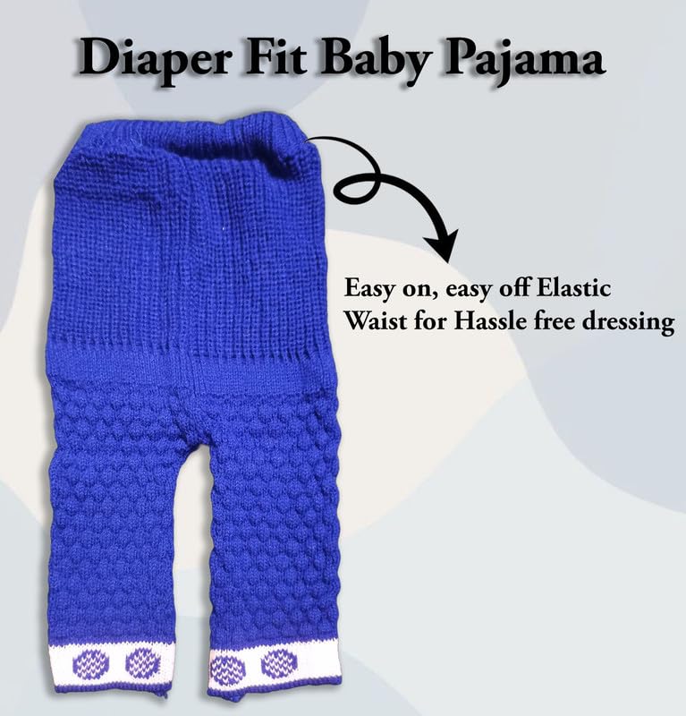 Image of Baby Unisex New Born Baby Boys Girls Soft Comfortable Trendy Woolen Round Neck Stripe Sweater Set with Payjami, Cap and Pair of Booties for Toddlers