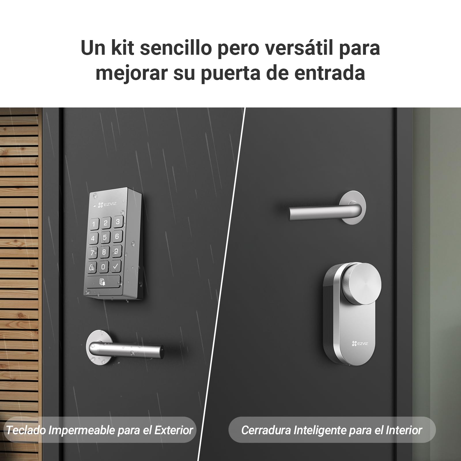 EZVIZ DL01 Pro Cerradura Inteligente con Teclado Multifunctional,Cerradura Electrónica de Puerta con Instalación DIY,Acceso sin Llave por App/Tarjetas/Códigos,Timbre Incorporado,Modo de Privacidad