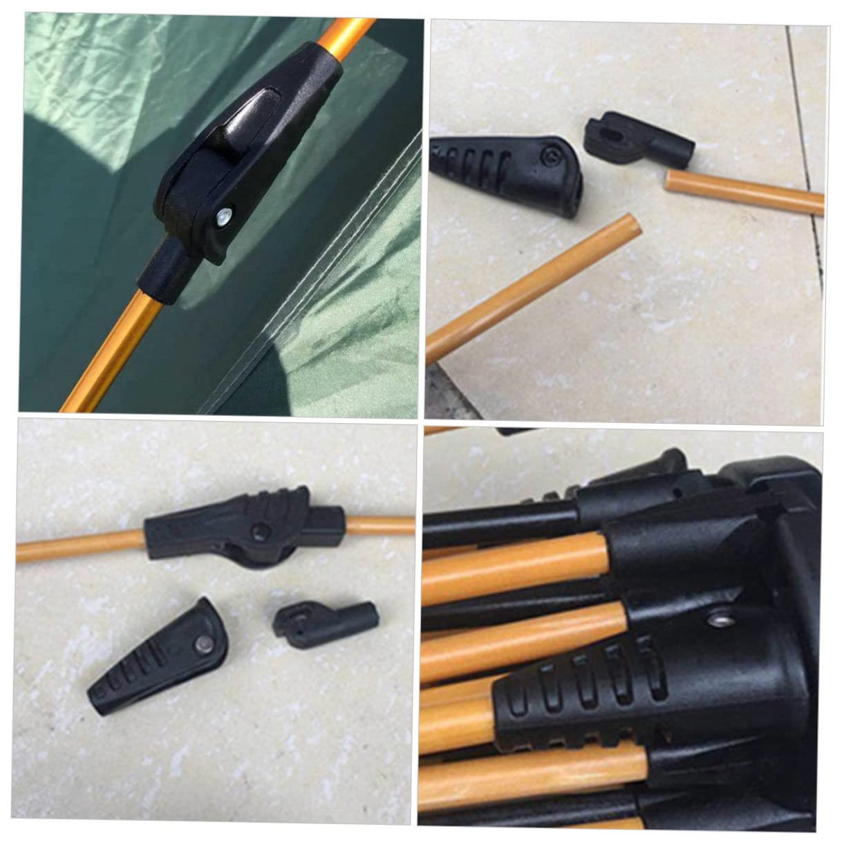 Kisangel 4 Pcs Tent Joints Tent Poles Tent Repair Camping Accessories Canopy Nylon Black Outdoor Tent