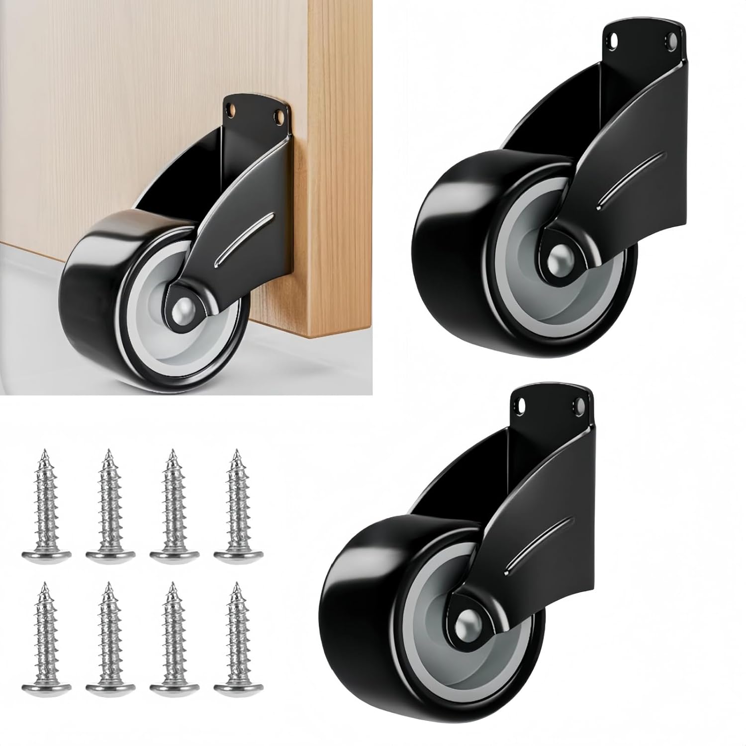 2 Pcs Gate Caster Wheels Replacement,Anti-Friction Gate Caster,Anti-Sag Door Bottom Support Wheels,2 Inch Silent Caster Wheels Replacement,Suitable for Garden,Gates,Furniture ect