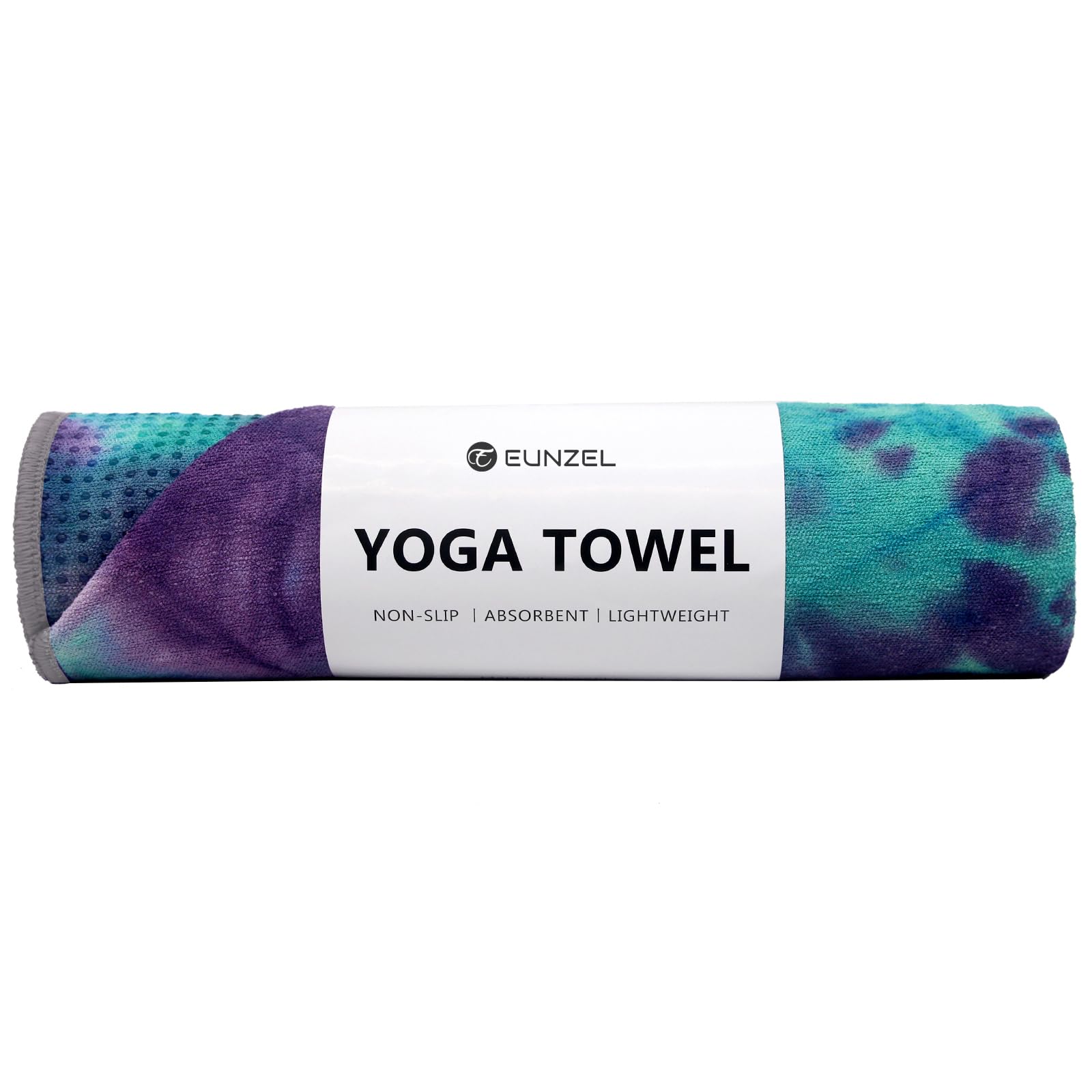 Photo 1 of Eunzel Yoga Towel,Hot Yoga Mat Towel with Grip Dots Sweat Absorbent Non-Slip for Hot Yoga, Pilates and Workout 24" x72", Green & Purple