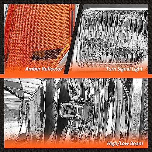 AXLAHA Headlight Assembly Compatible with 2009-2014 Ford F150 OE Style Pickup Chrome Housing Amber Reflector Headlamp Driver and Passenger Side (ONLY for halogen models) by AXLAHA - Image 7