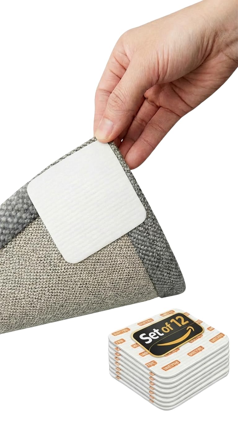 Cuscinetti antiscivolo per tappeti, set da 12 pezzi, antiscivolo, lavabili, riutilizzabili, senza residui, ritagliabili, antiscivolo, per pavimenti lisci
