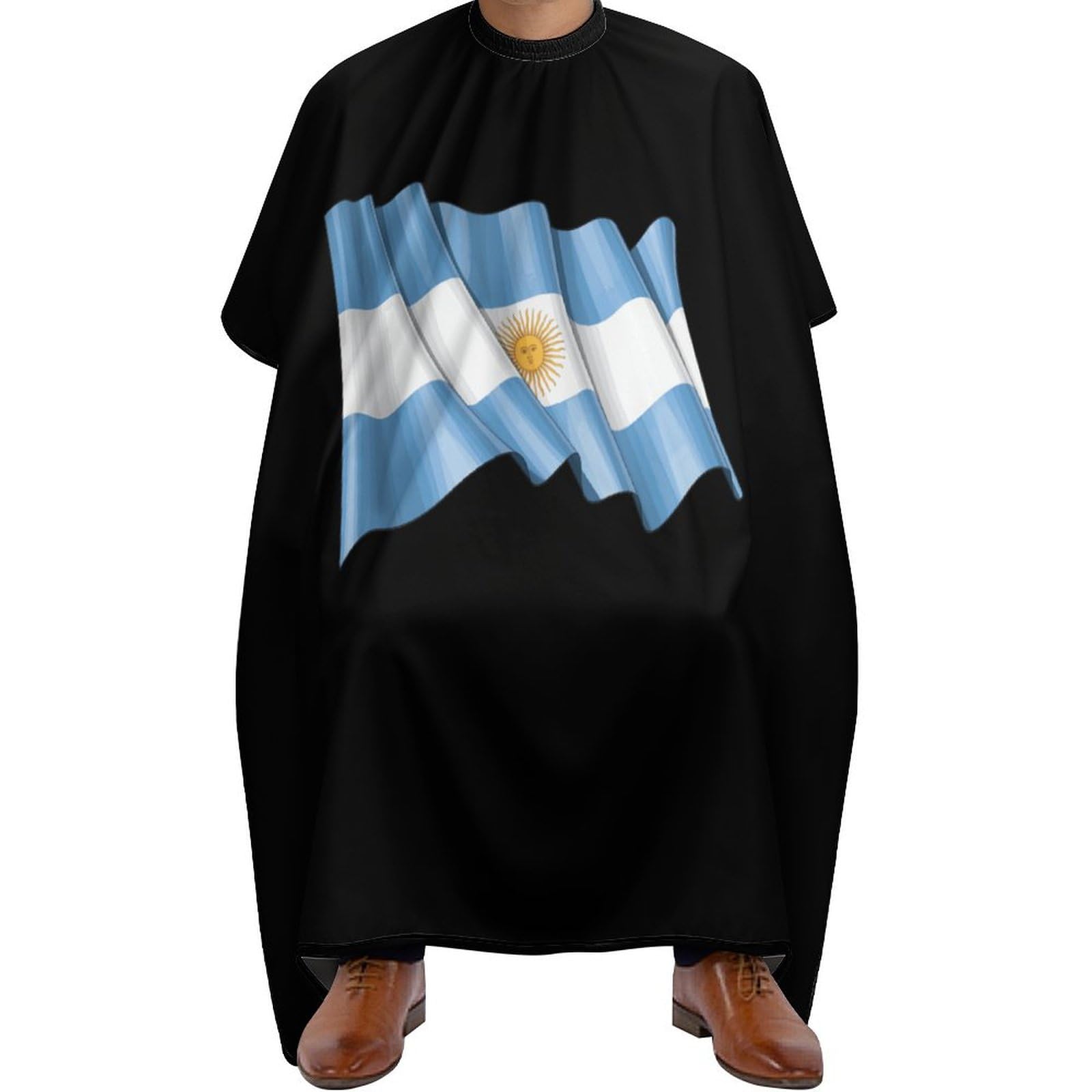 Delantal de barbero para adultos con hebilla ajustable para el cuello, impermeable, para corte de pelo, diseño de bandera de Argentina