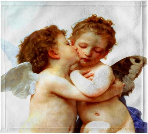 Miniatura 7 de 3D Rose Cupid and Psyche As Children 1890-L Amour Enfants-Bouguereau-Baby Angel Cherubs Kiss-Toalla clásica, 15 x 22 pulgadas, multicolor