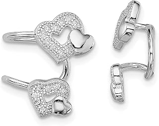 Brincos de prata esterlina 925 zircônia cúbica zircônia cúbica corações punho direito amor joias finas não perfuradas para mulheres presentes para ela, Prata esterlina Cristal Pedra, Zircônia cúbica