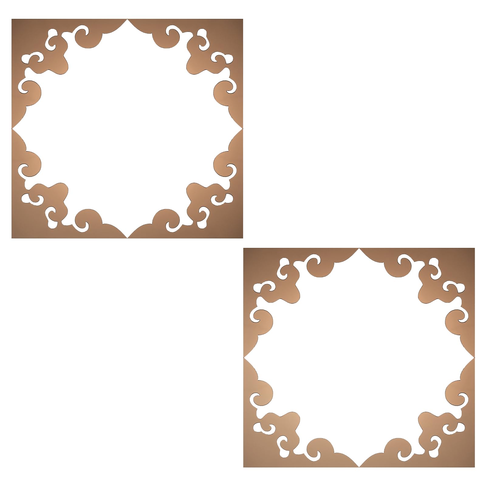 sourcing map 8 Pcs Hollow Mirror Wall Stickers, Acrylic Corner Decorative Pattern Decals Self Adhesive Mirror Stickers for Bathroom Living Room Bedroom Ceiling Office (Brown, 4x4)