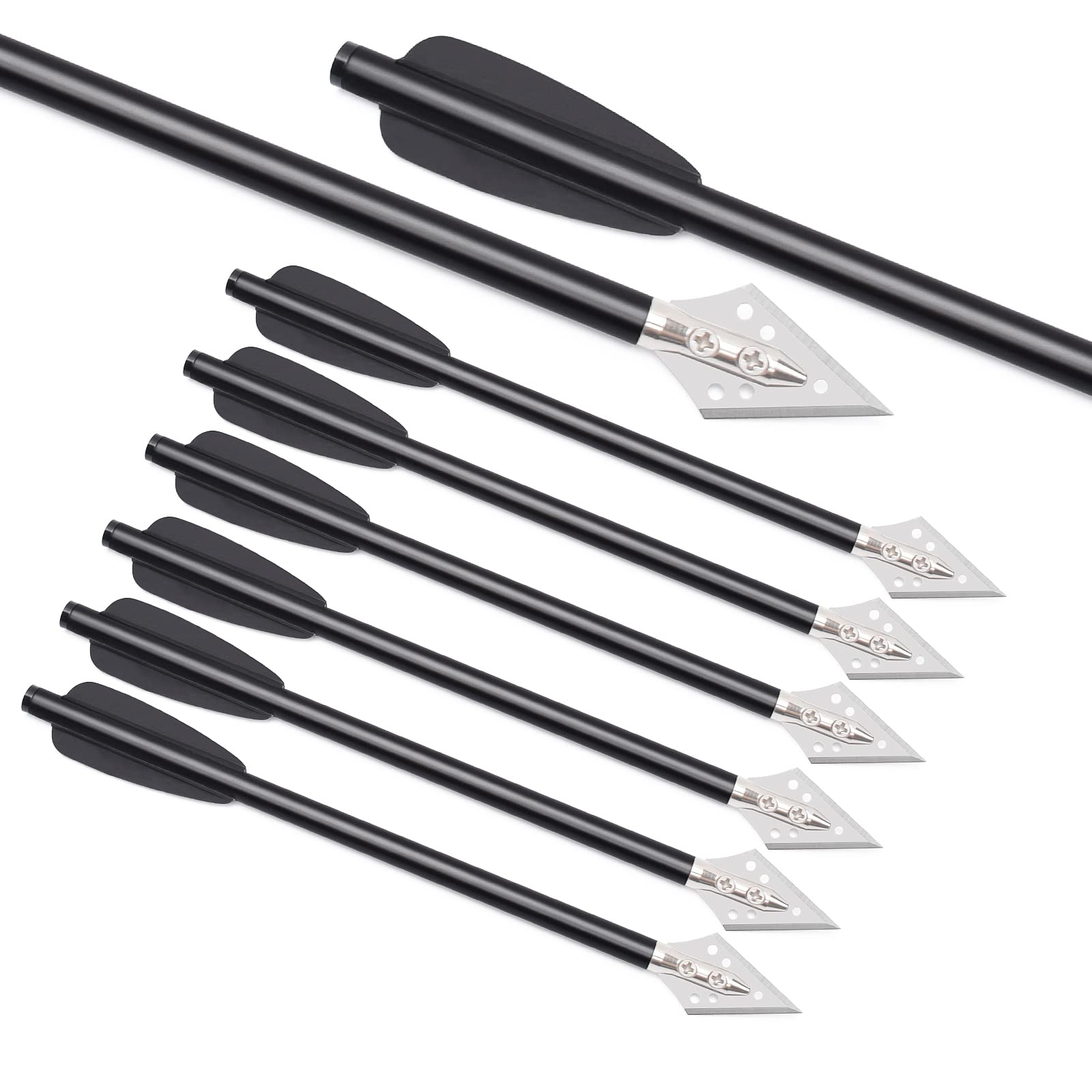NIKA ARCHERY 6,3" Aluminium Armbrust Bolzen Pfeile mit Jagdspitze für 50-80 LB Pistole Armbrust Präzisionsziel Aluminiumpfeile Armbrustpfeile Pistolenarmbrust bolzen 6/12 STK