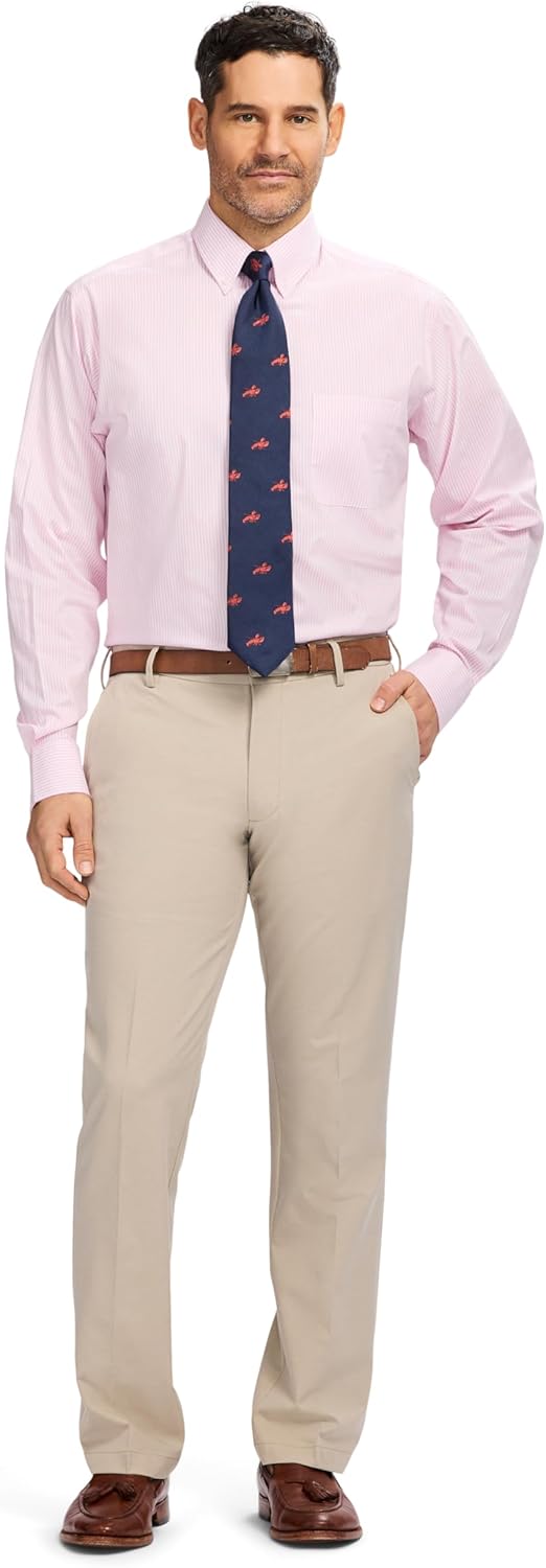 Izod Mens Dress Shirt Classic Fit Pinpoint Oxford Long Sleeve All Over Stretch Button Down Collar - Image 4