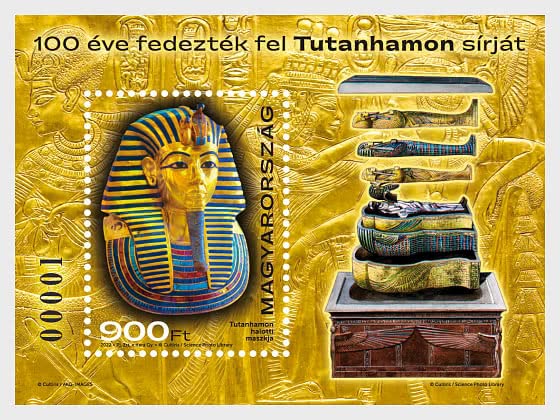 Sparkly 100 Years of Tomb of Tutankhamun Discovery Hungary Miniature Sheet Stamp 2022