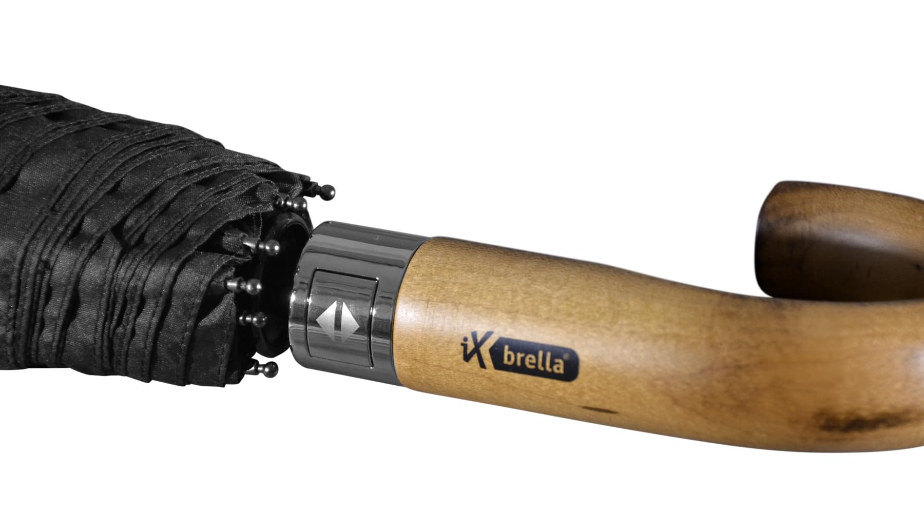 iX-brella - Sombrilla XXL para hombre de 121 cm con mango de madera auténtica y cierre automático