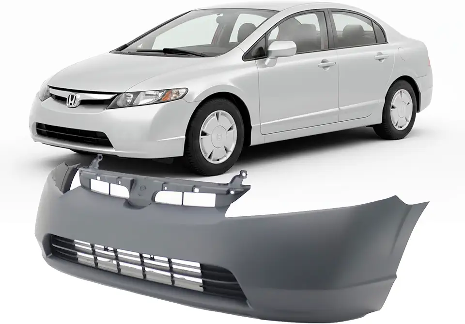 FitParts Compatible With Front Bumper Cover 2006-2008 Honda Civic DX EX-L GX Hybrid LX EXS LXS 1.8. New, Primed and Ready for Paint. With Fog Light Holes. HO1000239 04711SNEA90ZZ 2007