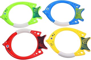 Pool Diving Toys 4pcs Diving Fish Ring Tools for Fishing Plastic Swimming Pool Diving Ring Pool for Bathtub Ring Plastic Fish-shaped Diving Ring Pool Diving Supplies Set