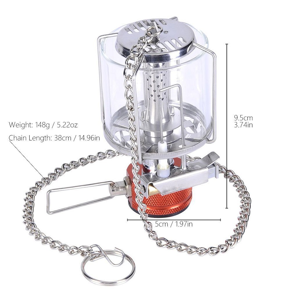 Tentock Leichte Gaslaterne im Freien Tragbare Aluminium Gaslaterne Camping mit Adapter und Hängenden Kette für Wandern Picknick