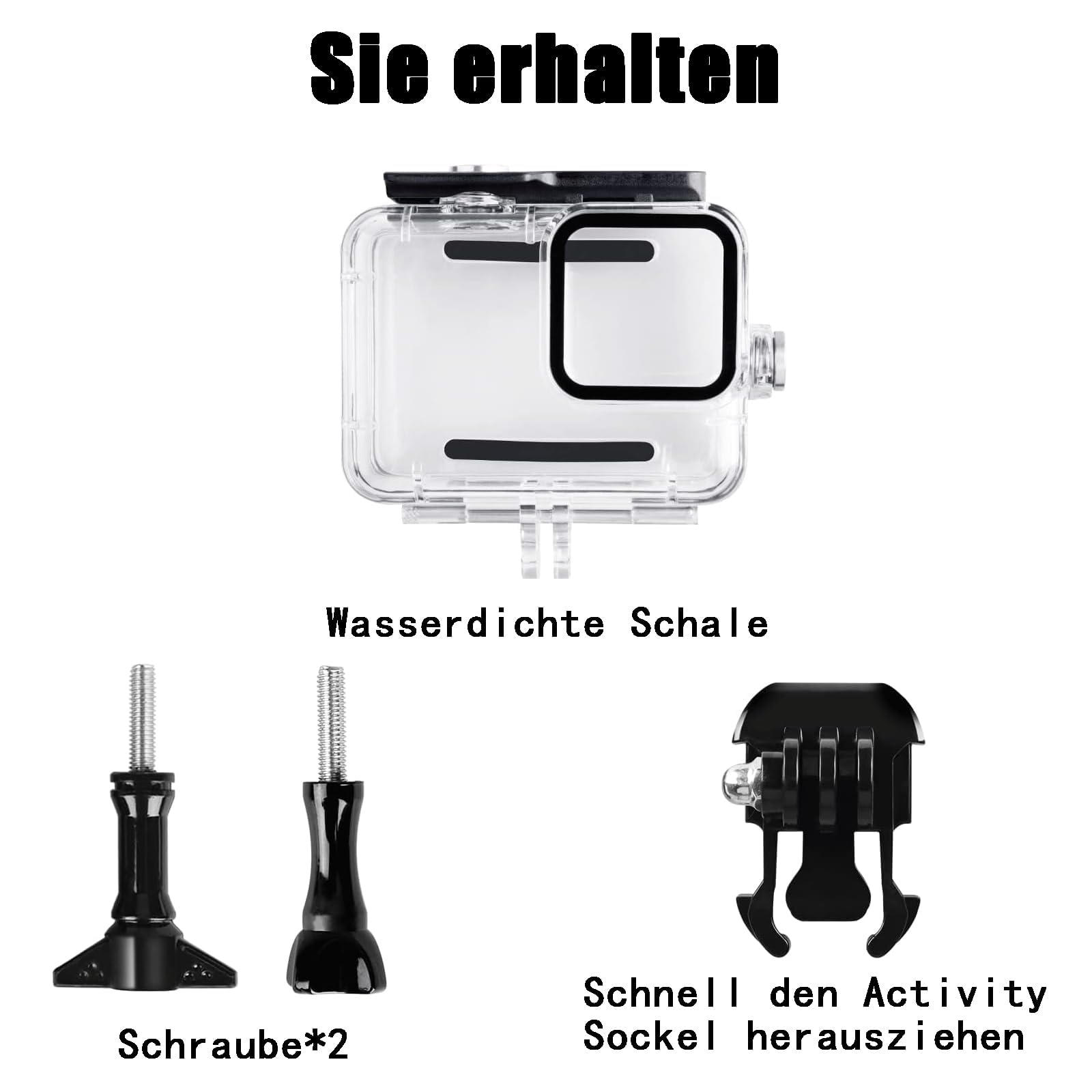 Custodia impermeabile 60 m per GoPro Hero 9/10/11/12/13, 60 m, resistente all'acqua, custodia protettiva con morsetto di montaggio rapido e inserti anti-appannamento per GoPro Hero 9/10/11/12/13