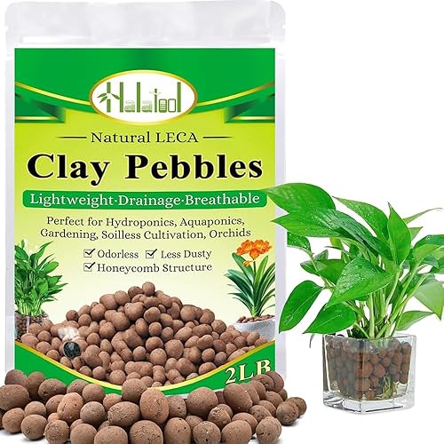 Halatool 2 LB Guijarros de arcilla expandida natural de 2 libras para plantas 4mm-16mm Bolas de arcilla 100% orgánicas Hydroton Leca para plantas de