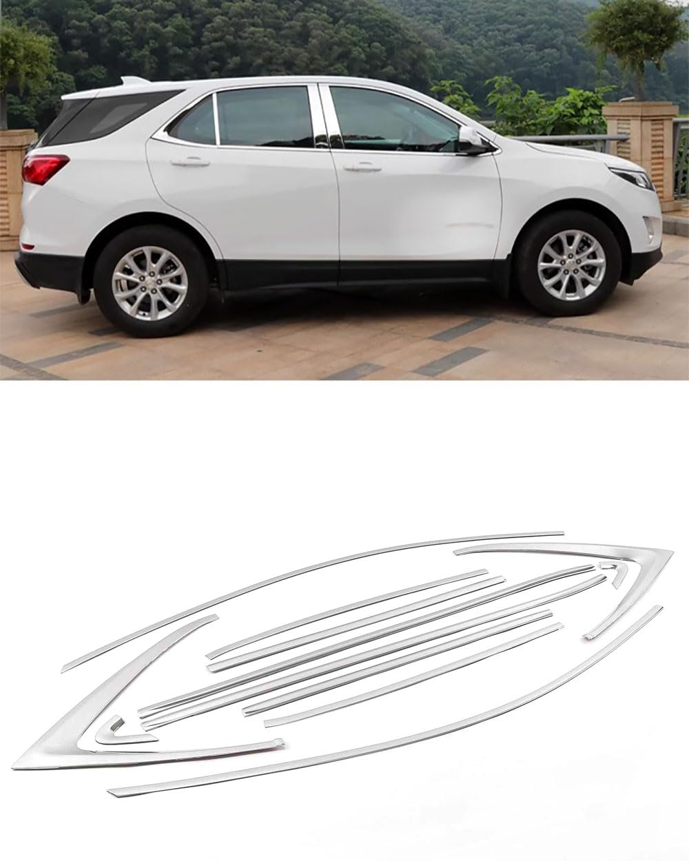 Car Accessories Fit for Chevrolet Equinox 2018-2024 Stainless Steel Window Strip Sill Molding Cover Trim 12PC Set