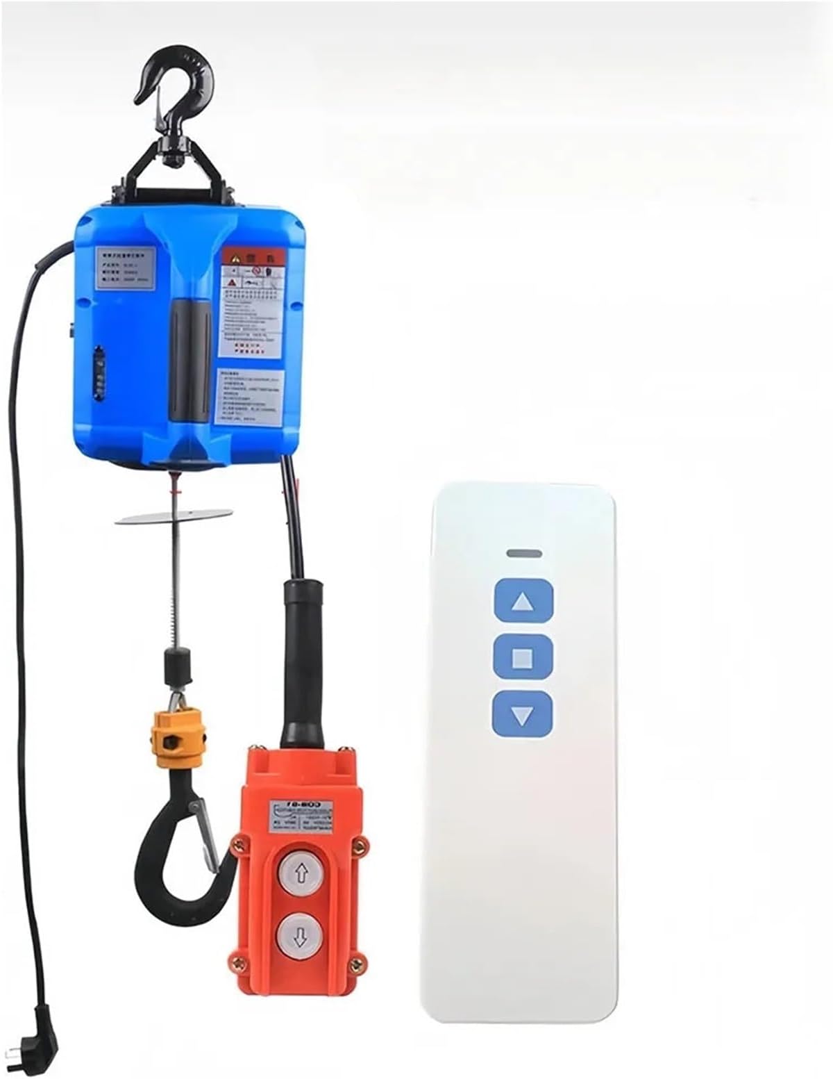 Portable Electric Hoist C, Wireless Remote Control, 220V Mini Indoor Det Lift, 7m Capaci, Electric Winch for Easy Lifting, Blue Color