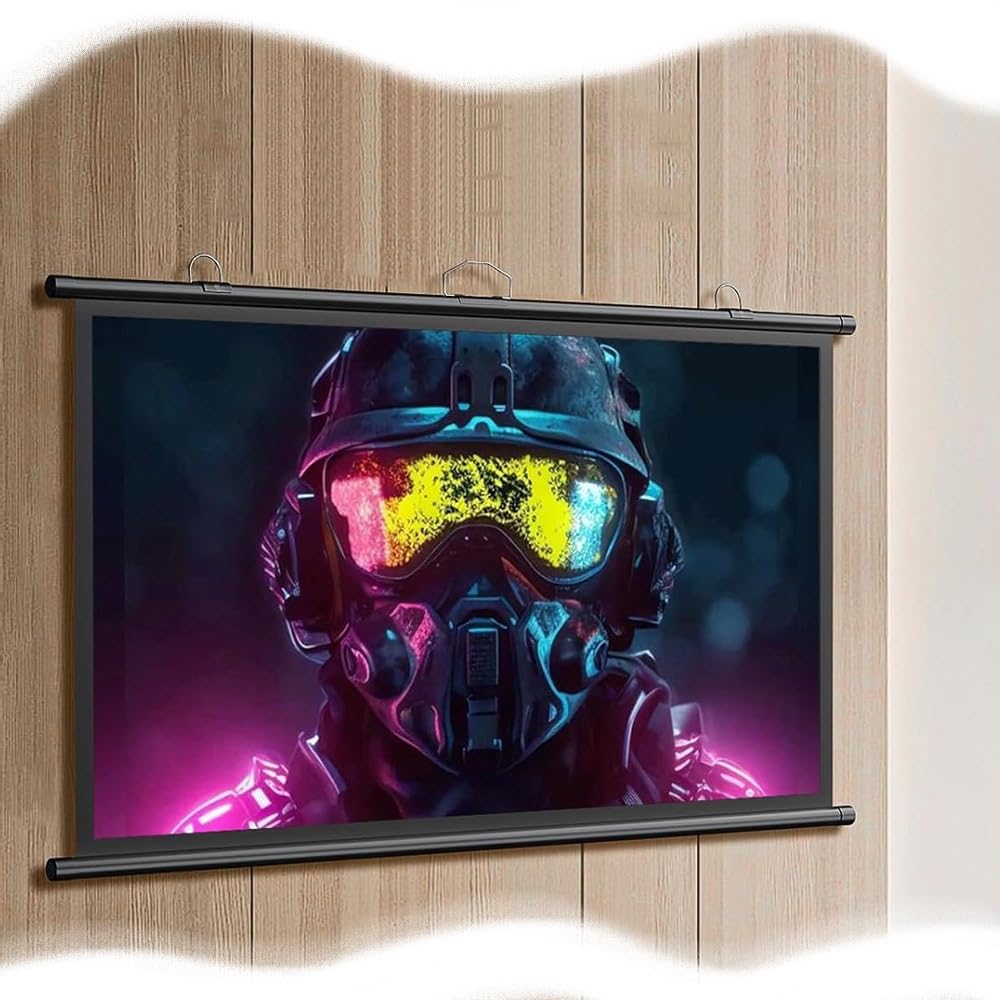 30 40 50 60 72 Pulgadas HD Pantalla De Proyector Pantalla De Proyección Enrollable Manual para Cine En Casa, Pantalla De Cine De Oficina Pantalla Pequeña Retráctil Antiarrugas(72inch 16:9)