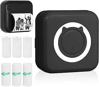 KozyOne Portable Thermal Printer, Compatible with Android & iOS, with 6 Rolls of Paper, Inkless Printer for Labels, Photos, Memos, to-Do Lists, Notes and More