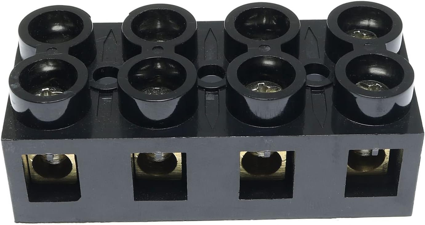 RLECS 500V 60A 4 Position Double Row Screw Terminal Block Dual Row Electrical Barrier Terminal Strip Block, Black