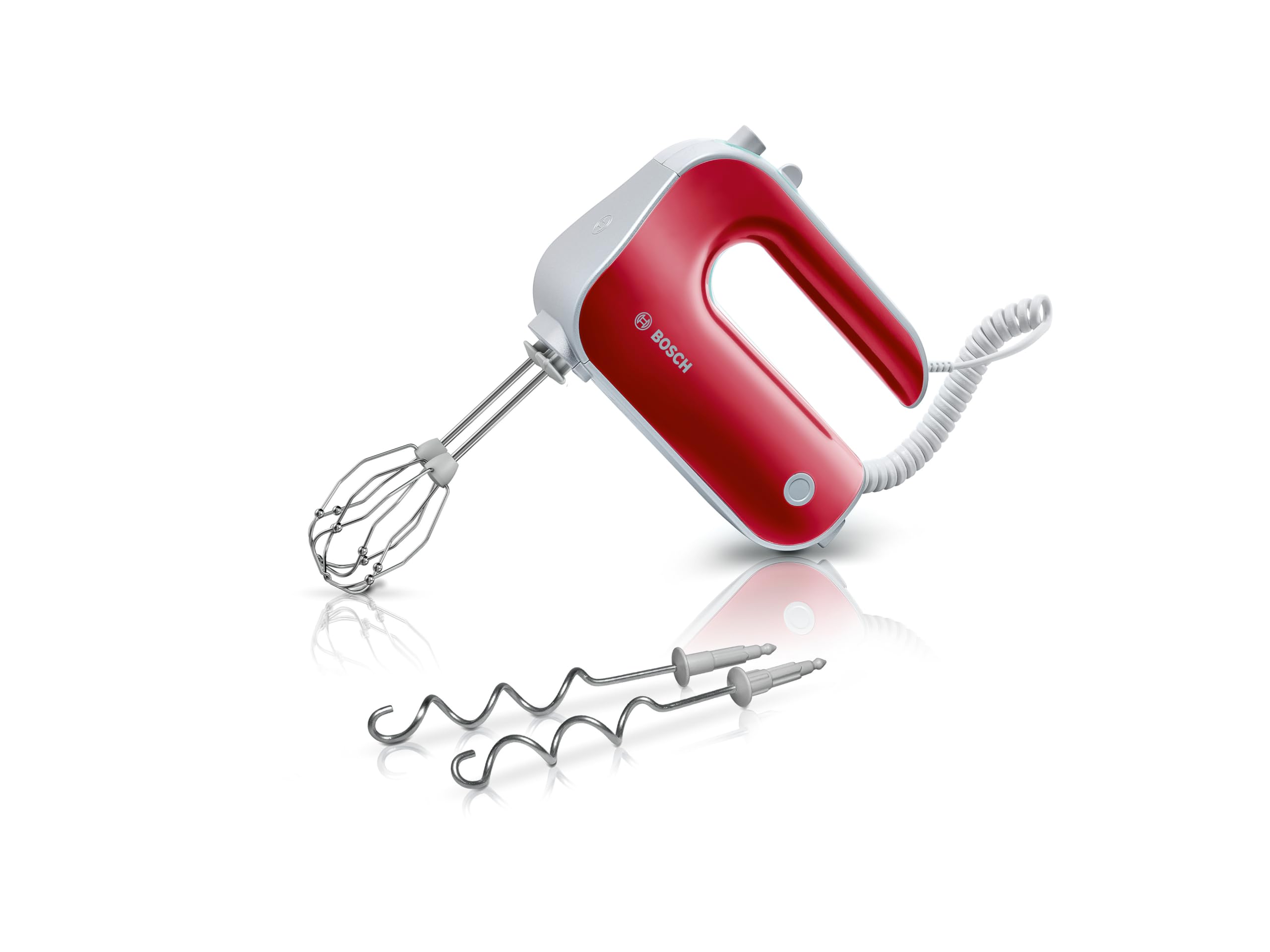Bosch Hausgeräte Handrührer Styline MFQ40303, 2 Rührbesen, 2 Edelstahl-Knethaken, spülmaschinengeeignet, 5 Stufen plus Turbostufe, 500 W, Deep rot/silber