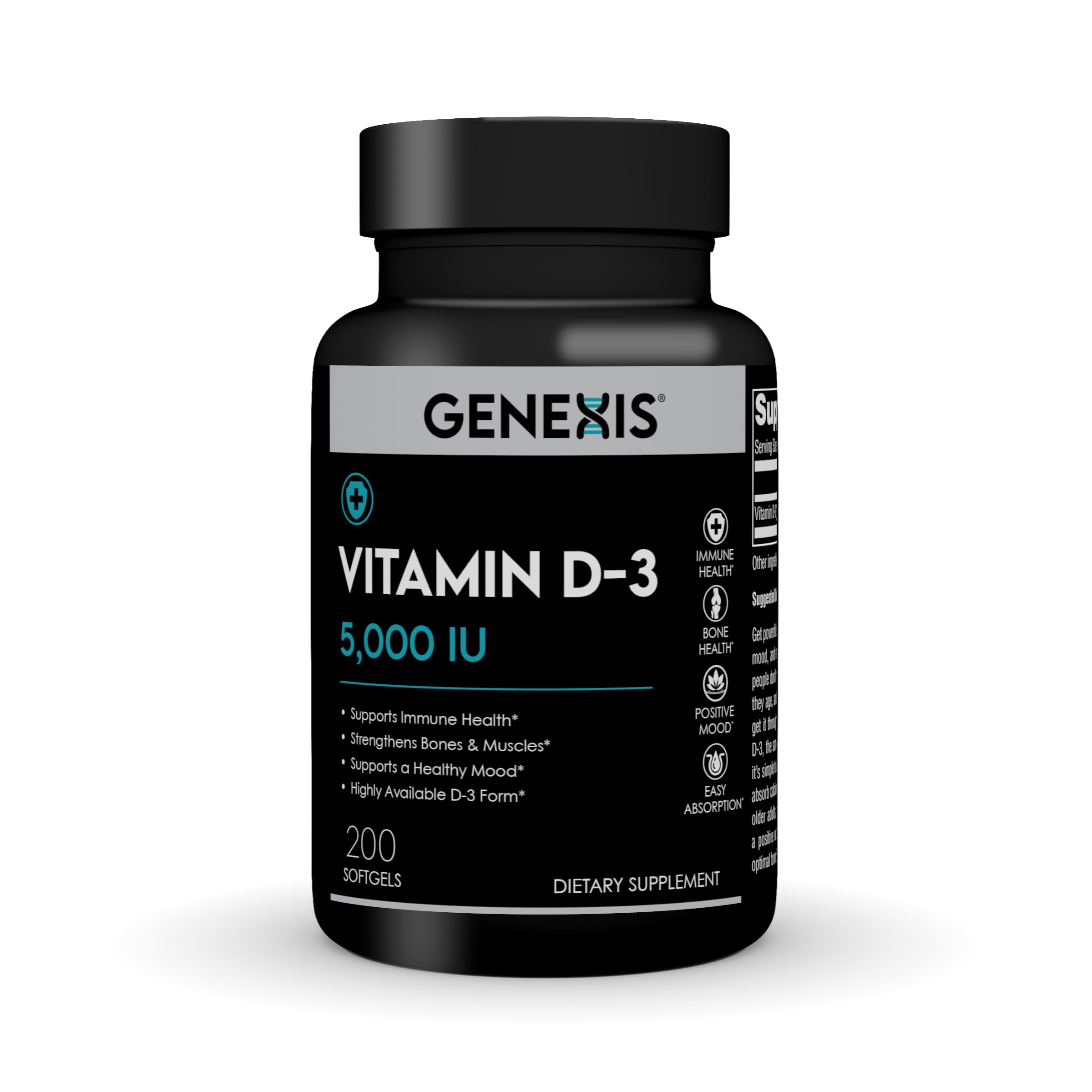 Genexis Vitamin D3 5000 IU (125 mcg) – 200 Softgels