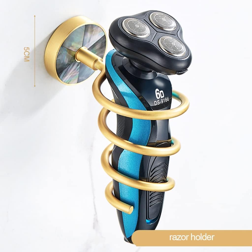 Light Luxury Punch-Free High-end Towel Rack, Towel Ring, Row Hooks, Bath Towel Holder, Tissue Basket, Bathroom Accessories Kit Bathroom (Color : Hair Dryer Three Cup Holder) (Shaver Holder)
