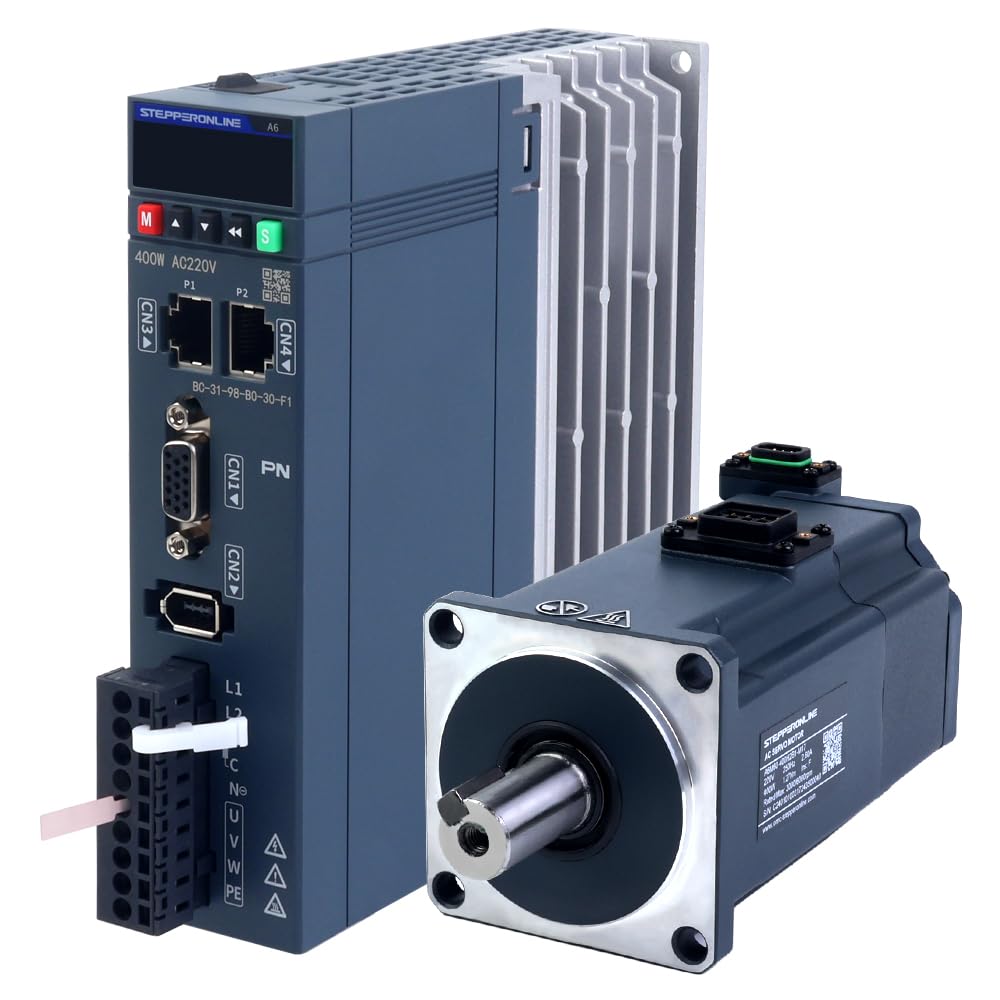 STEPPERONLINE 400-W-PROFINET-AC-Servomotor-Kit der A6-Serie, 3000rpm, 1,27Nm mit Bremse, 17-Bit-Absolutwertgeber IP67