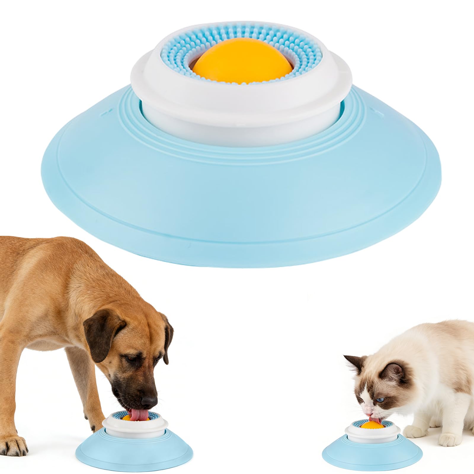 Dog & Cat Lick Bowl Slow Feeder Toy - Anti-Slip Licking Mat for Anxiety Relief, Interactive Treat Dispenser Ball to Reduce Boredom, Clean Tongue Coating & Prevent Vomiting, Fun Puzzle Feeder for Dogs