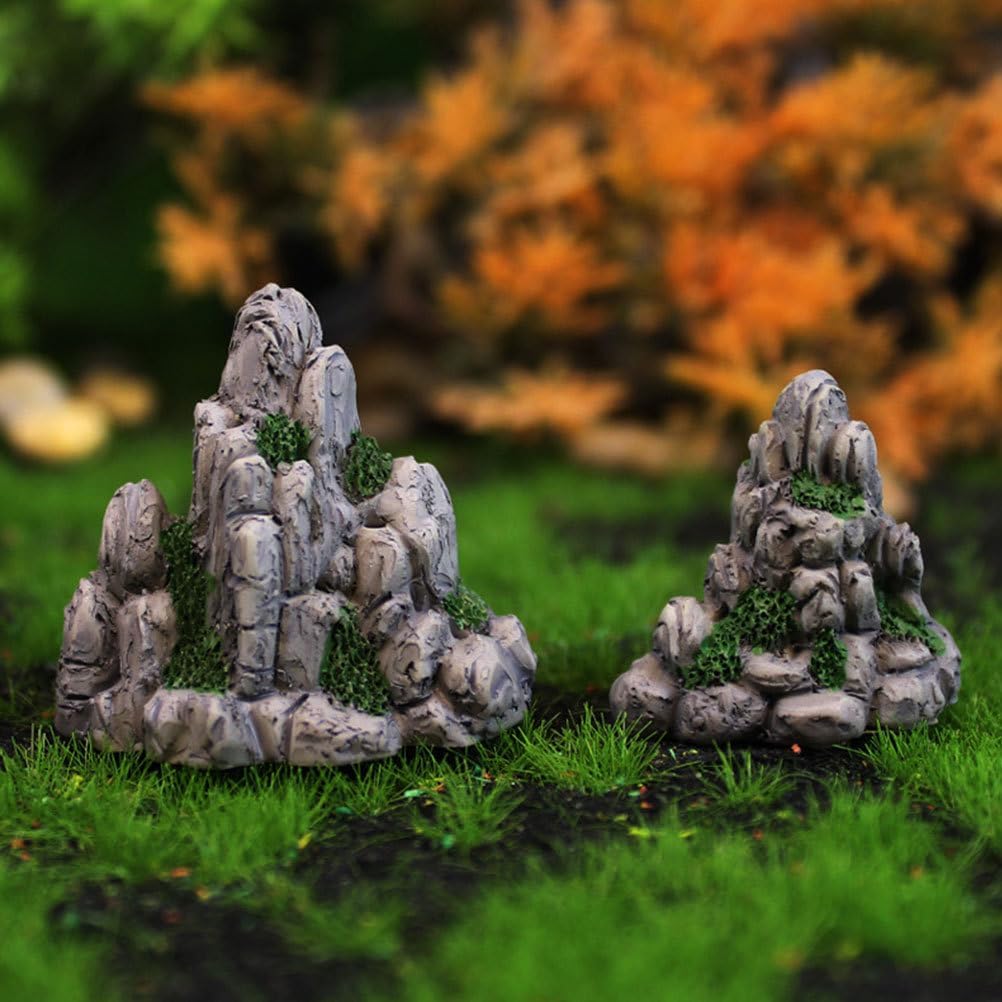 Toyvian Decorative Rockery Figurine Mini Mountain Statue 1.41X1.33X0.98In Resin Garden Ornament Set of 10 for Indoor Outdoor Micro Landscape and Living Room Decor image 3