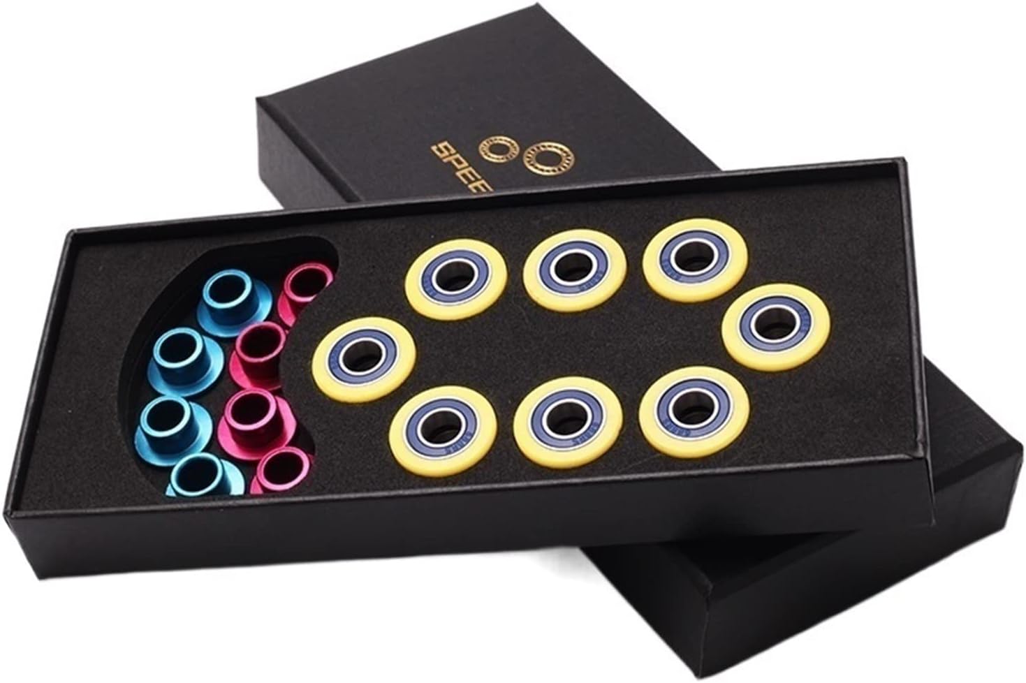608 White/Black Ceramics Ball Bearings High Speed Sliding Bearing Professional Skateboard Roller Skating Bearing(9 Black Ceramics Ball Bearings)