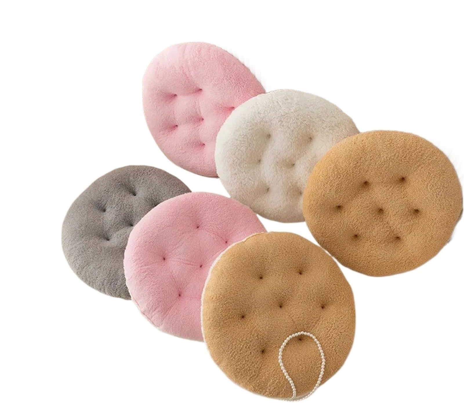 Mlyvax 2pcs Lamb Velvet Chair Cushion Round Super Soft Ground Buttocks Futon Bedroom Bay Window Tatami Stool Thickened Decoration(Pink)