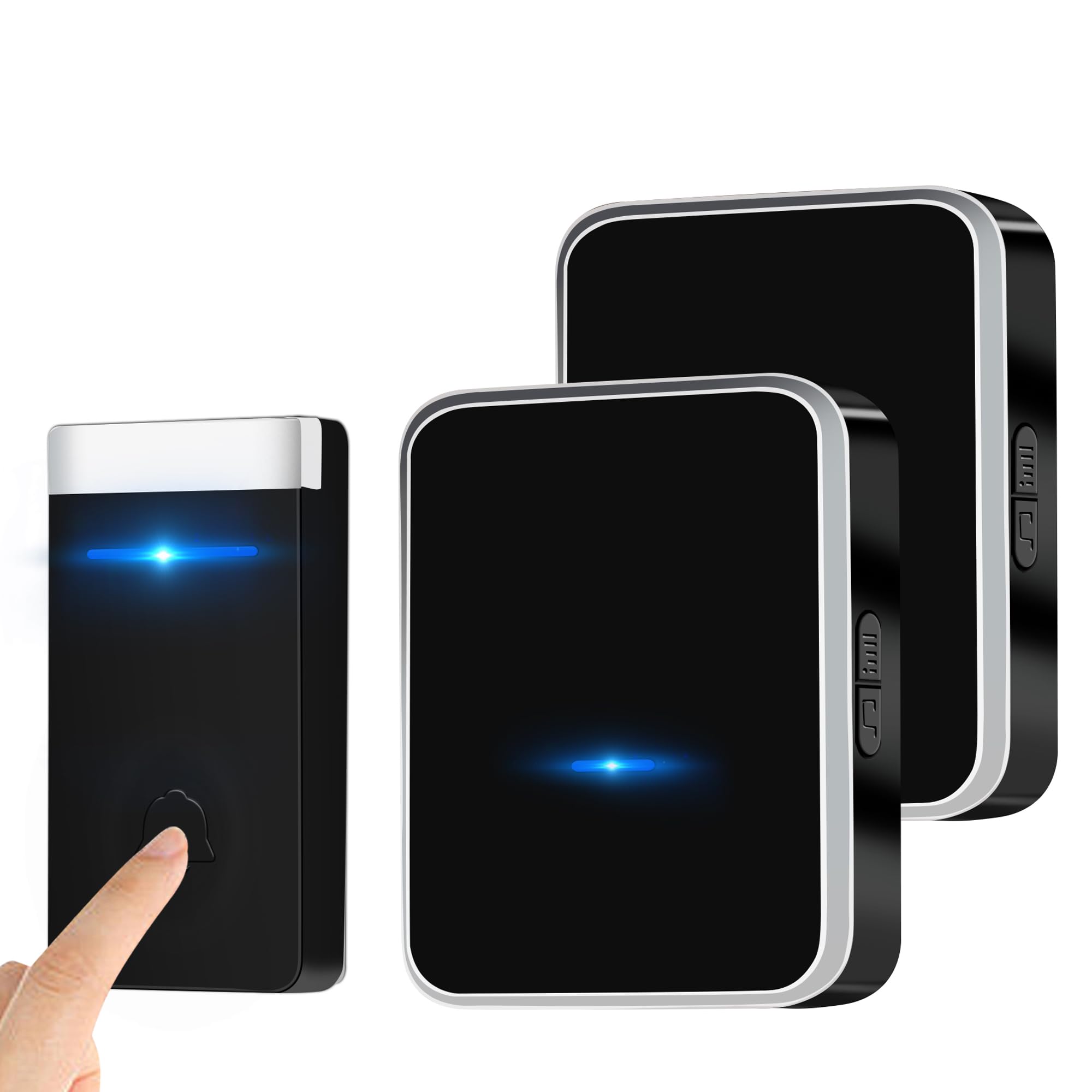 Wireless Doorbell with 2 Receivers, Self-Powered DoorBell Wireless Cordless