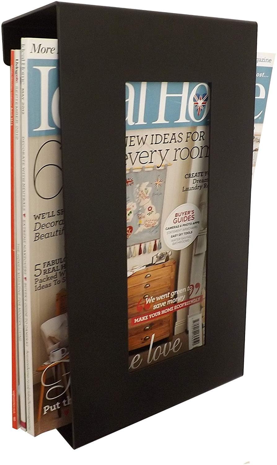 29611 Contemporary Wall Mounted Magazine Newspaper Rack Black-picture-24