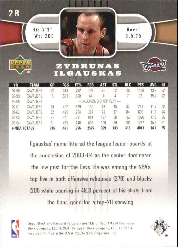 Amazon.com: 2004 Upper Deck Basketball Card (2004-05) #28 Zydrunas