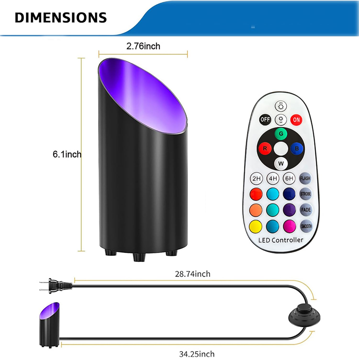 2 Stück LED Uplight Spot RGB Spotlichter Bodenstrahler mit Fernbedienung und Schalter Up Lights Bodenleuchte für den Innenbereich Indirekten Beleuchtung Bodenbeleuchtung für Zuhause Pflanzen Bilder