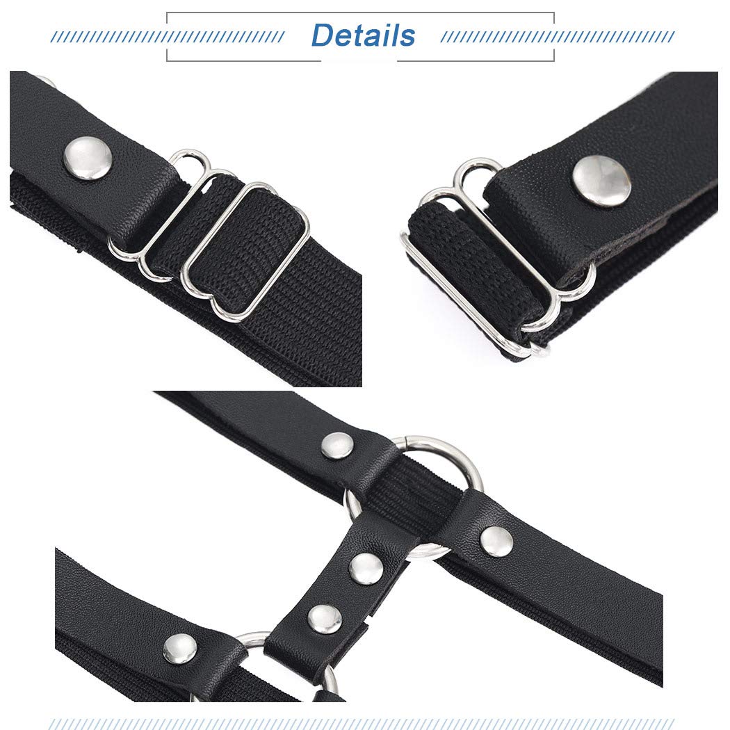 BODIY Black Leg Harness belts Leather Thigh Garter Belt Adjustable Thigh Holster Rave Elastic Leg belt for Women