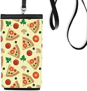 Mushroom Pizza Italy Tomato Foods Phone Wallet Purse Hanging Mobile Pouch Black Pocket