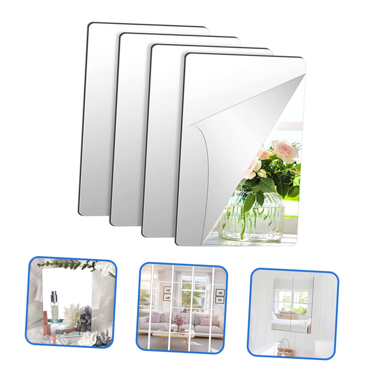 SEWOART Self-Adhesive Acrylic Mirror Sheets Wall Stickers for Home Easy Install Wall Mirror Decals