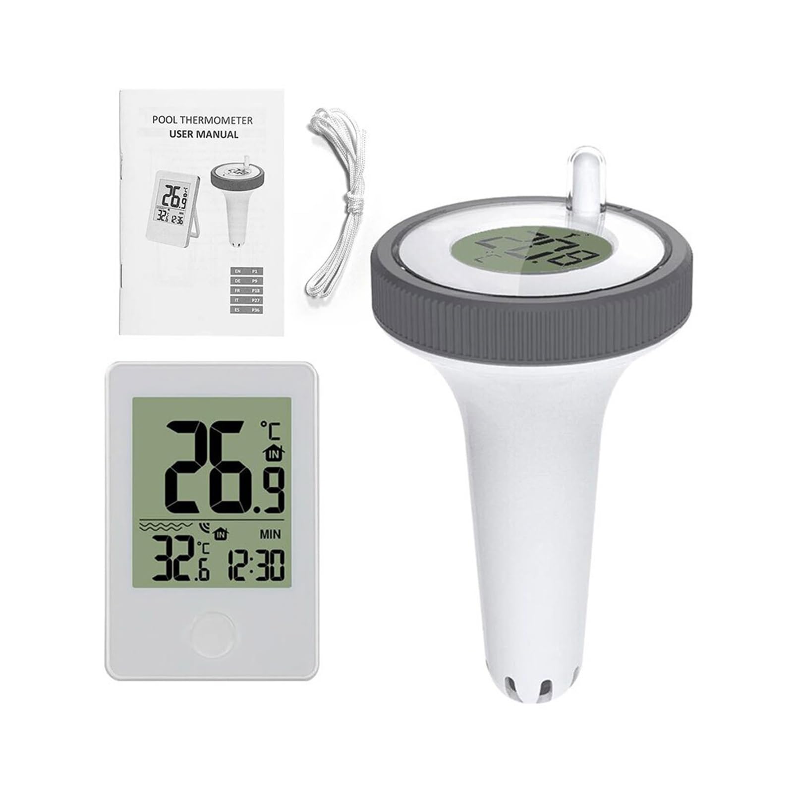 Termometro Digitale con connessione Wireless, Display LCD, termometro Galleggiante for Esterni, for Piscine, bagni e acquari