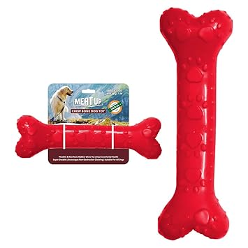 Meat Up Non-Toxic Rubber Dog Chew Bone Toy, Puppy/Dog Teething Toy (Large) - 8.5 inches