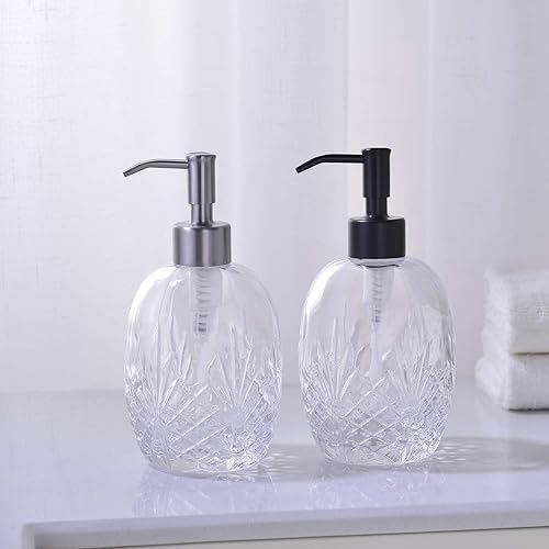 Miniatura 7 de Dispensador de jabón de vidrio, moderno dispensador de jabón líquido de acero inoxidable negro mate para baño y cocina