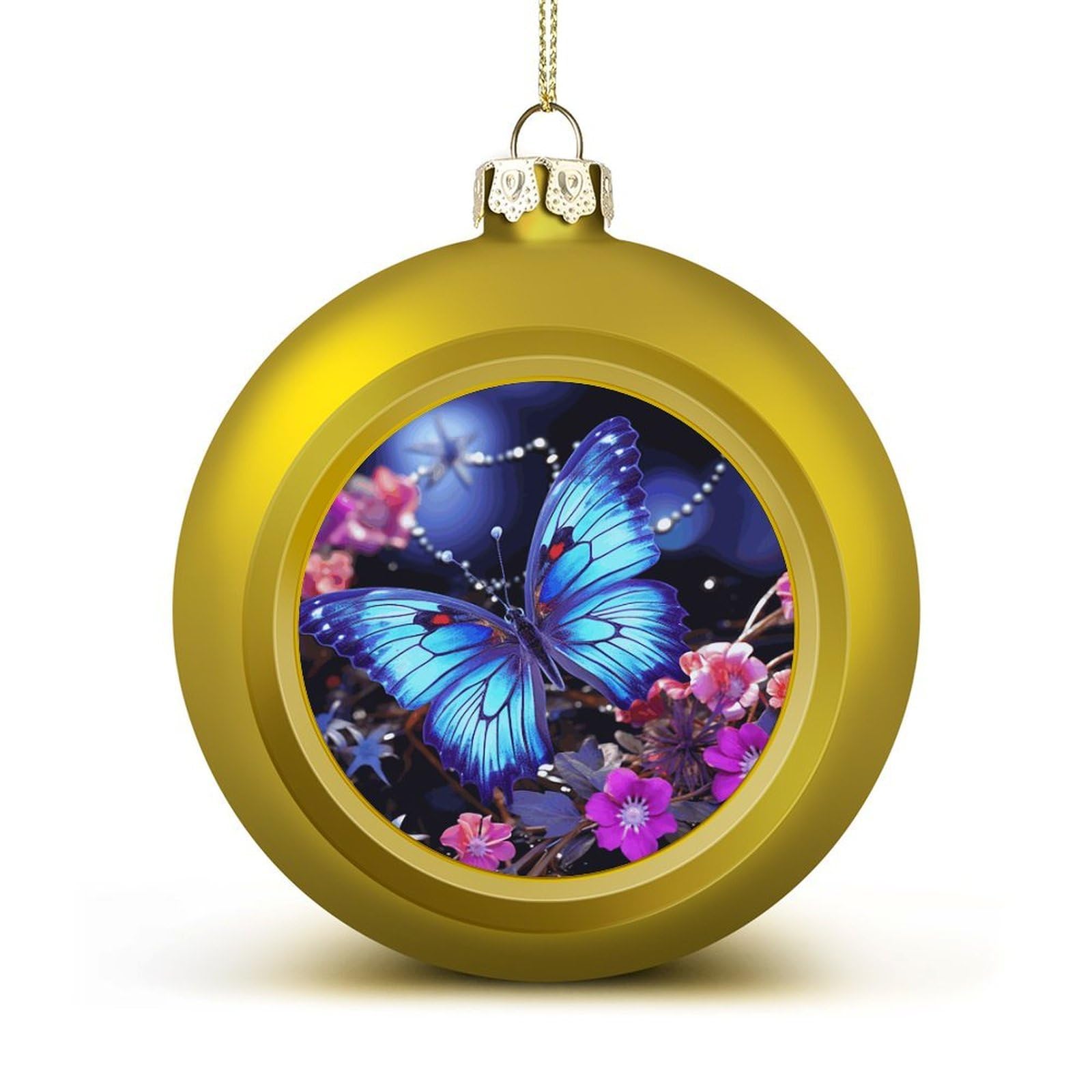 Beauty Butterfly Christmas Balls Ornaments for Xmas Christmas Tree 1.6" Hanging Shatterproof Xmas Balls Hanging Decor Pendants for Holiday Party Outdoor Indoor DIY Craft Supplies