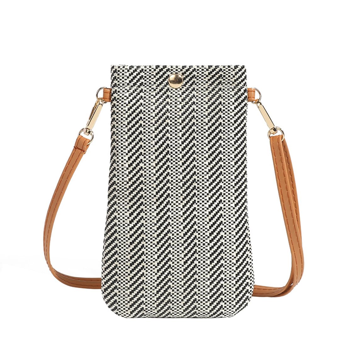 VZUHSW 1pcs Bolso de Teléfono Móvil para Mujer, Bolsa Playa y Bandolera Pequeña Tejido de Paja para Verano, Correa Ajustable, Ideal para llevar tu móvil y accesorios, con estilo y comodidad