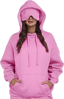 Hoodie with Eye Mask Travel Airplane Unisex Oversized Swe...